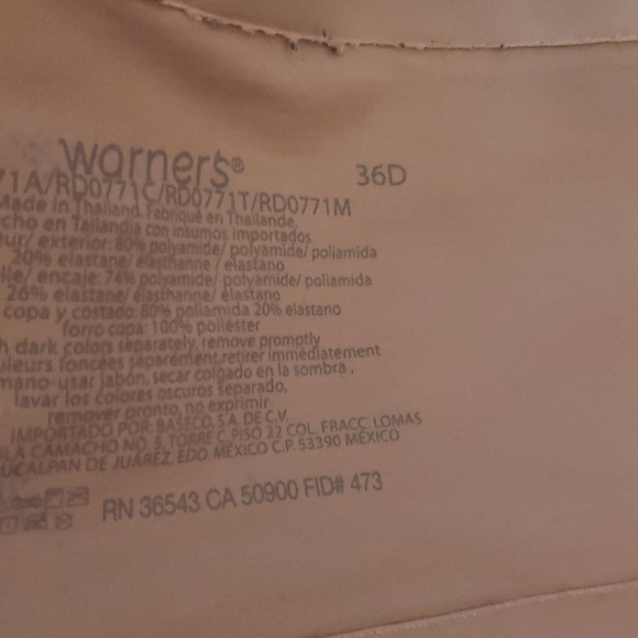 36D Warners Nude Bra Lightly Lined - Picture 3 of 3